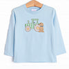 Tractor Tag Along Applique Top, Blue