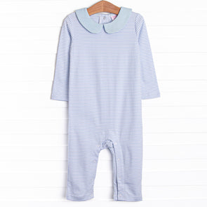 Carter Pima Romper, Blue Stripe