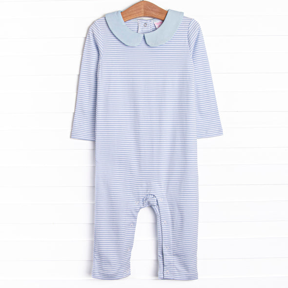 Carter Pima Romper, Blue Stripe