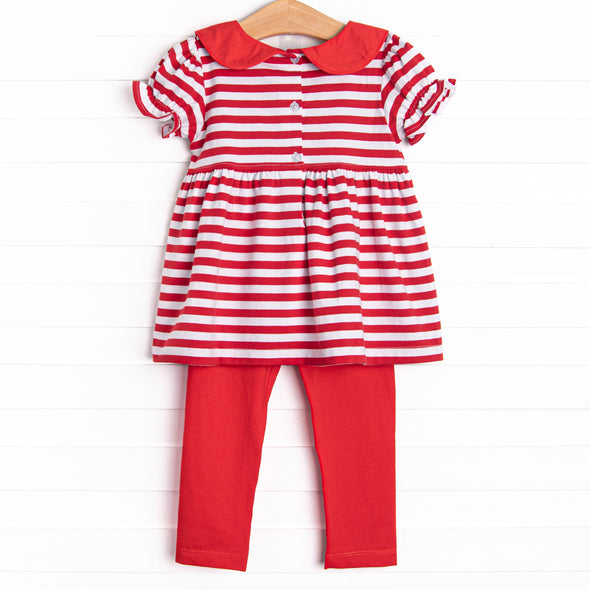 Mouse Ear Magic Applique Legging Set, Red Stripe