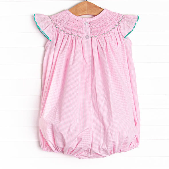 Gone Golfin' Smocked Girl Bubble, Pink Gingham