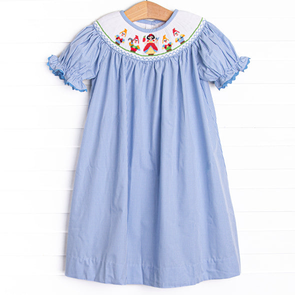 Fairest of Them All Smocked Bishop Dress, Blue