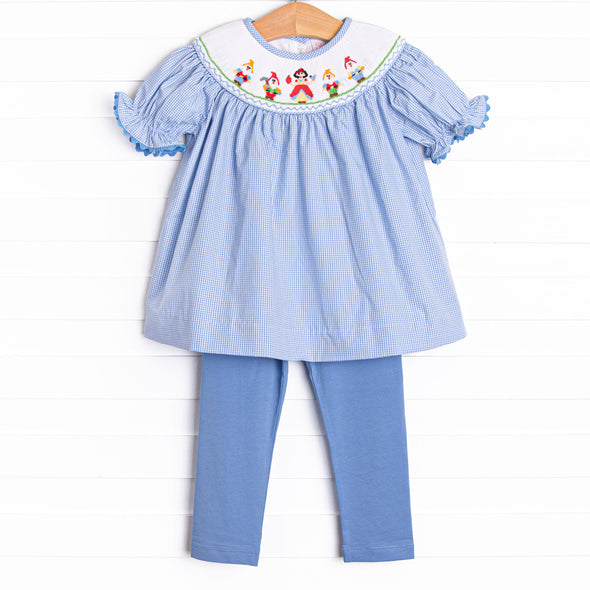 Fairest of Them All Smocked Legging Set, Blue