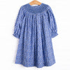 Midnight Meadow Smocked Bishop Dress, Blue