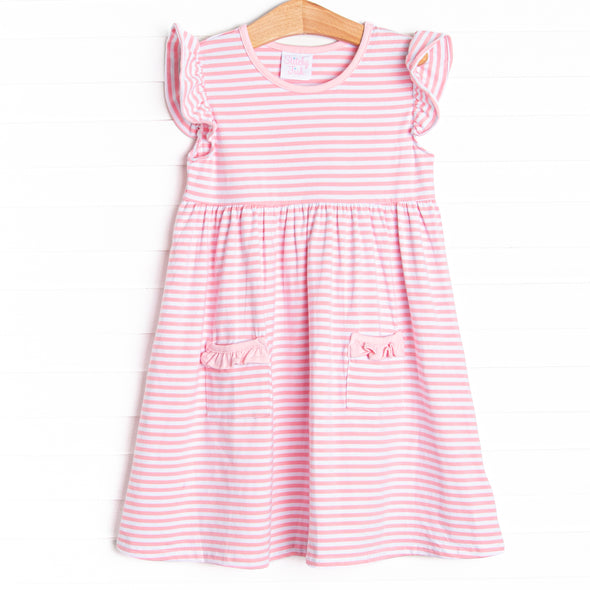 Everly Dress, Light Pink Stripe