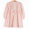 Patchwork Plaid Dress, Orange