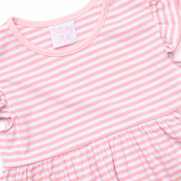 Everly Dress, Light Pink Stripe