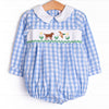 Hunting Hound Smocked Bubble, Blue