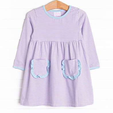 Amelia Dress, Lavender Stripe