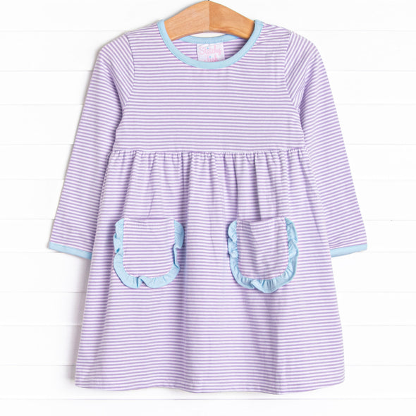 Amelia Dress, Lavender Stripe