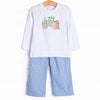 Tractor Tag Along Applique Pant Set, Blue