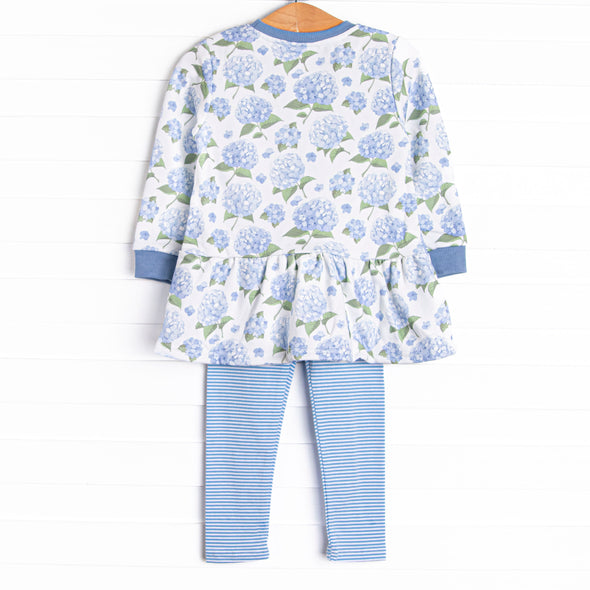 Hydrangea Blooms Sweatshirt Legging Set, Blue