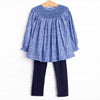 Midnight Meadow Smocked Legging Set, Blue