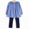 Midnight Meadow Smocked Legging Set, Blue