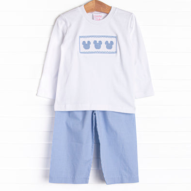 Dreams Come True Smocked Pant Set, Blue