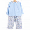 Blossom in Blue Ruffle Pant Set, Blue