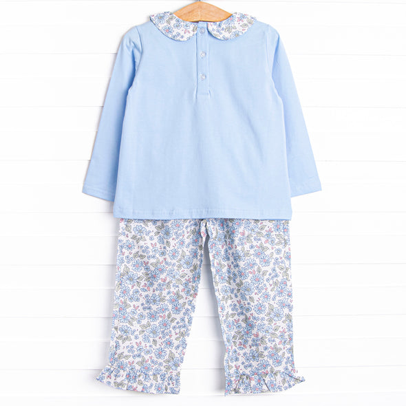 Blossom in Blue Ruffle Pant Set, Blue