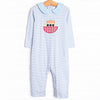 Steamboat Seas Applique Romper, Blue