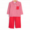 Levi Pocket Pant Set, Red Stripe