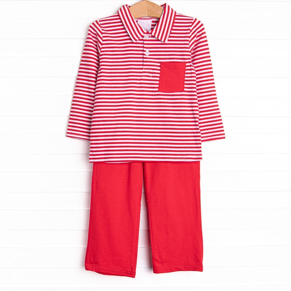 Levi Pocket Pant Set, Red Stripe