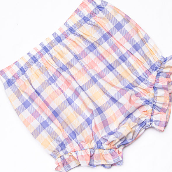 Penelope Plaid Diaper Set, Purple