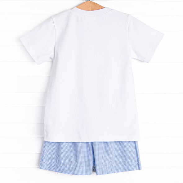 All-American Aviator Smocked Short Set, Blue