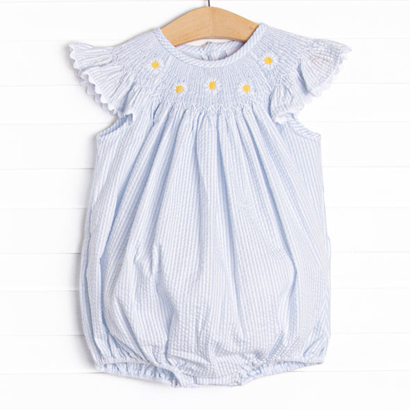 Daisies Go By Smocked Bubble, Blue