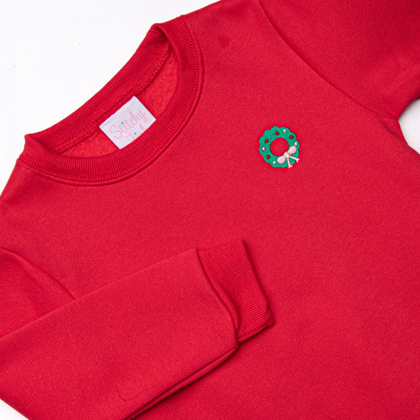 Doorbuster: Holly Wreath Sweatshirt, Red