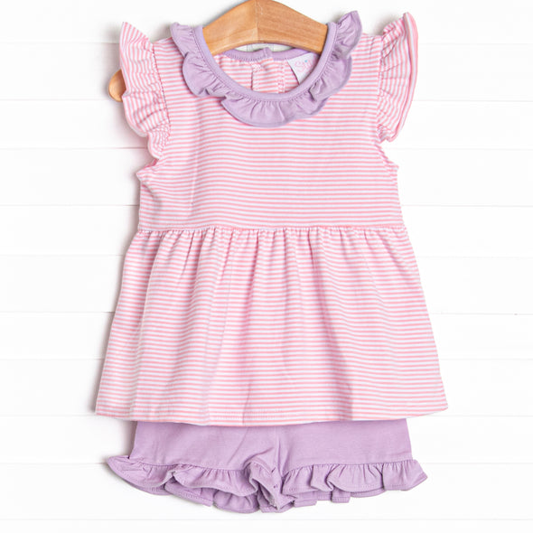 Carlie Short Set, Pink Stripe