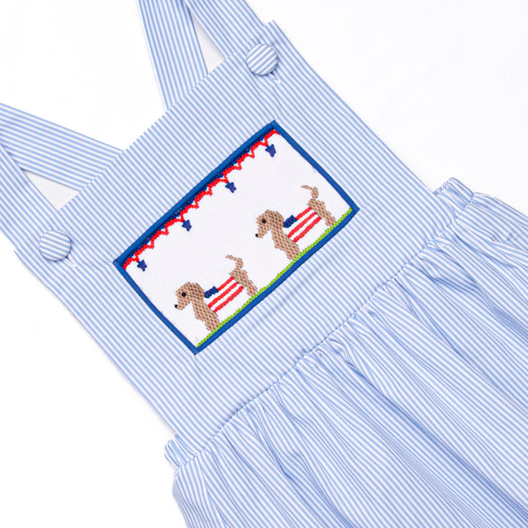 Hot Dog Holiday Smocked Bubble, Blue