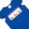 Hot Dog Holiday Smocked Ruffle Short Set, Blue