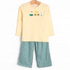 Putterly Adorable Applique Pant Set, Green