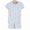 Blue Berry Blooms Bamboo Pajama Short Set, Blue