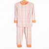 Patchwork Plaid Bamboo Pajama Set, Orange