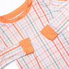 Patchwork Plaid Bamboo Pajama Set, Orange