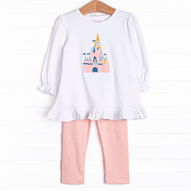 Magical Castle Applique Legging Set, Pink