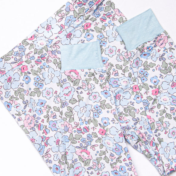 Petals in the Park Bamboo Pajama Set, Blue