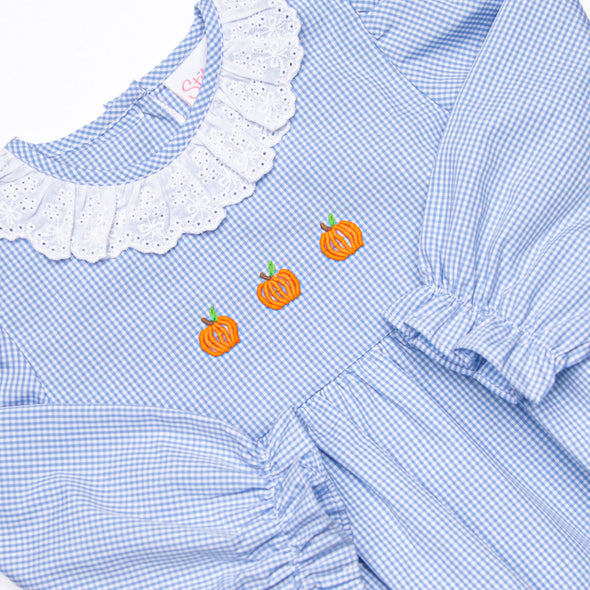 Petite Pumpkins Embroidered Bubble, Blue