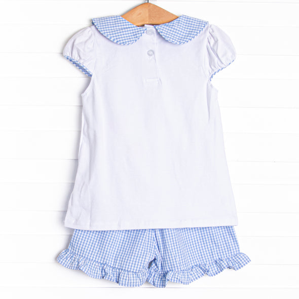 Berry Good Time Applique Ruffle Short Set, Blue