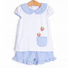 Berry Good Time Applique Ruffle Short Set, Blue