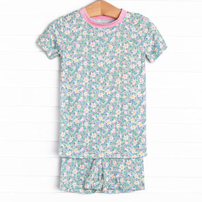 Gardenia Garden Bamboo Pajama Short Set, Green