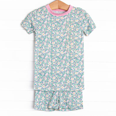 Gardenia Garden Bamboo Pajama Short Set, Green