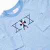 Fall Time Flyer Applique Top, Blue