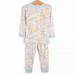 Foliage Frenzy Bamboo Pajama Set, Blue