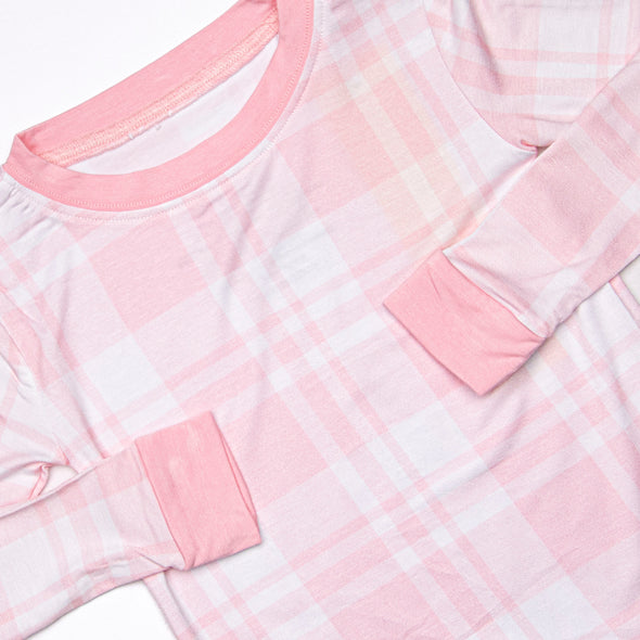 Pajama Plaid Bamboo Pajama Set, Pink