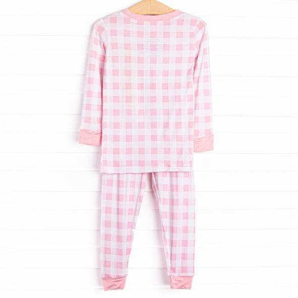 Charlee Check Bamboo Pajama Set, Pink