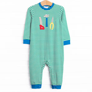 Tool Box Trio Applique Romper, Green