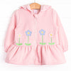 Just Bloomed Applique Zip-Up Ruffle Jacket, Pink