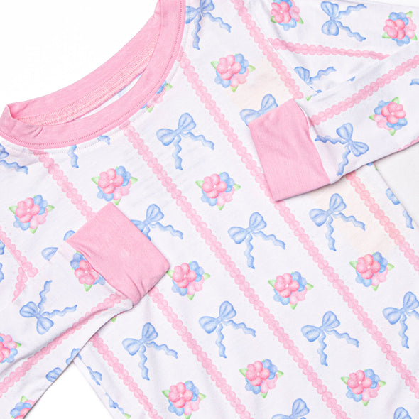 Rose of Bows Bamboo Pajama Set, Pink