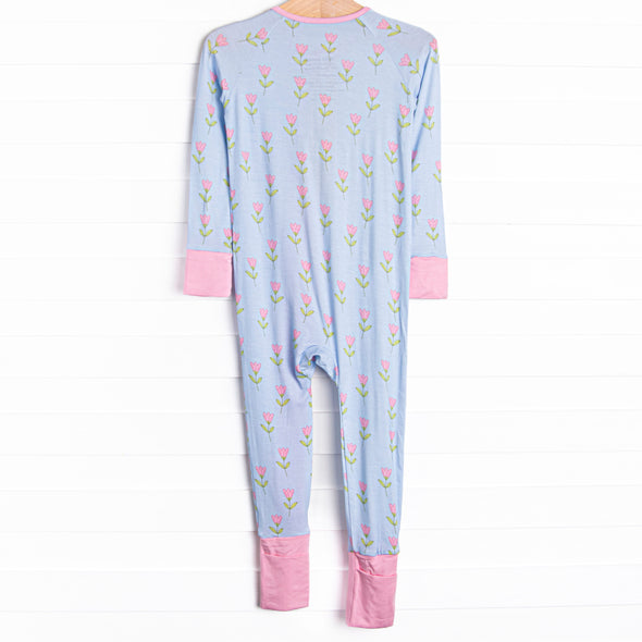 Tulip Blooms Bamboo Zippy Pajama, Blue